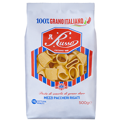 RUSSO PASTA DI SEMOLA SPECIALITÀ GR.500 Mezzi Paccheri Rigati