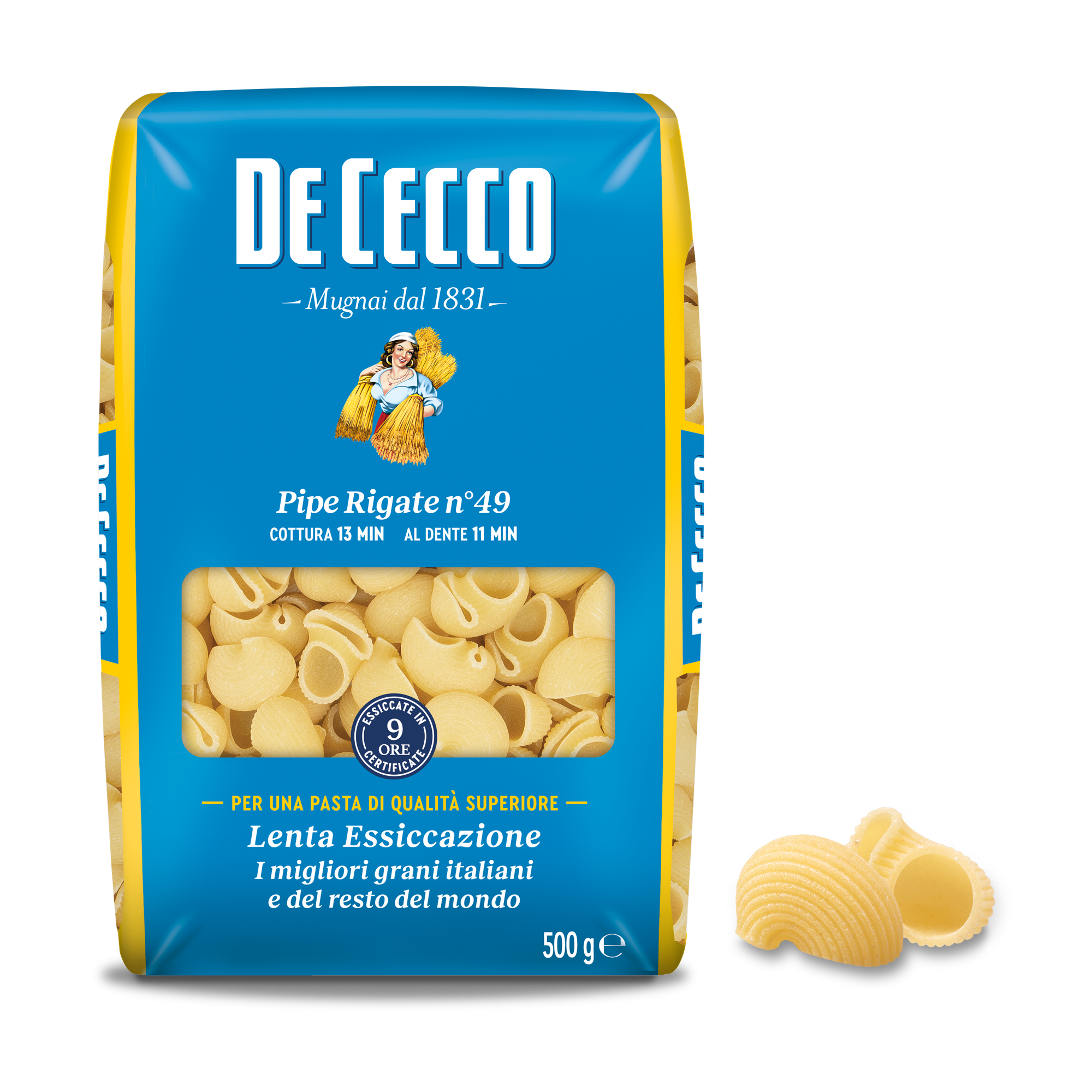 DE CECCO PASTA DI SEMOLA GR.500 Pipe Rigate n° 49