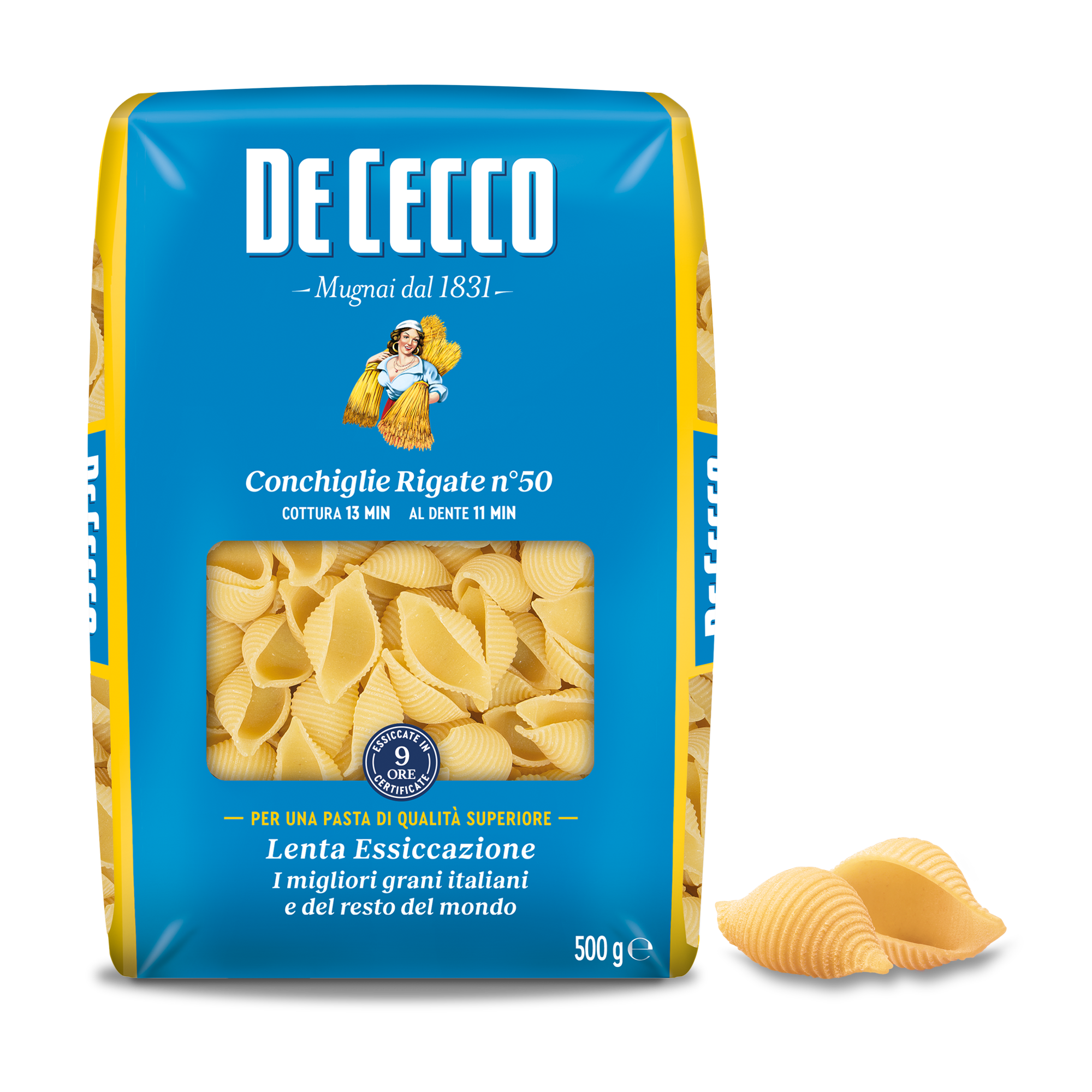 DE CECCO PASTA DI SEMOLA GR.500 Conchiglie Rigate n° 50