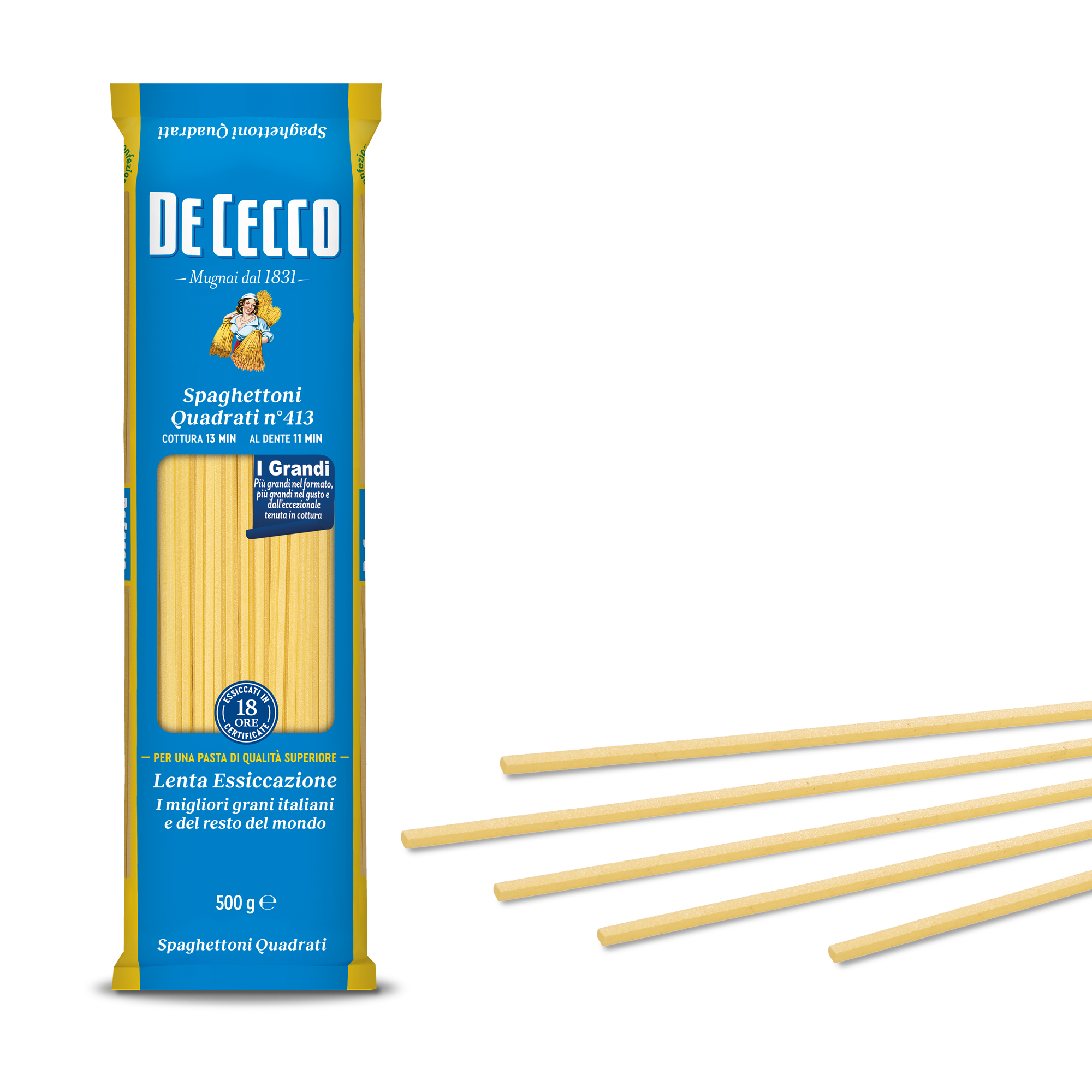 DE CECCO PASTA DI SEMOLA GR.500 Spaghettoni Quadrati n° 413